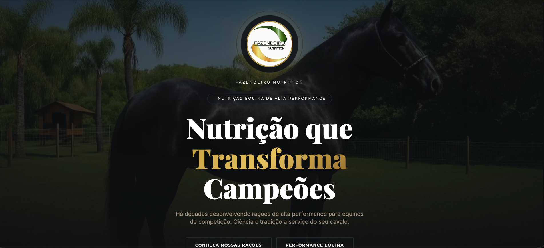 Tela do projeto Fazendeiro Nutrition